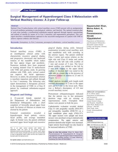 Pdf Surgical Management Of Hyperdivergent Class Ii Malocclusion With Vertical Maxillary Excess