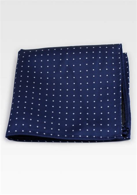 Midnight Blue Pocket Squares Pocket Square In Dark Navy With Dots