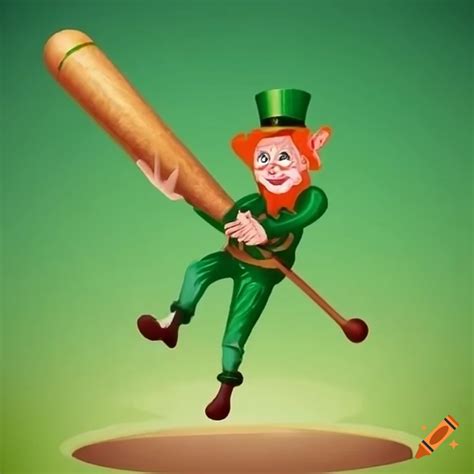 Leprechaun Swinging A Baseball Bat On Craiyon