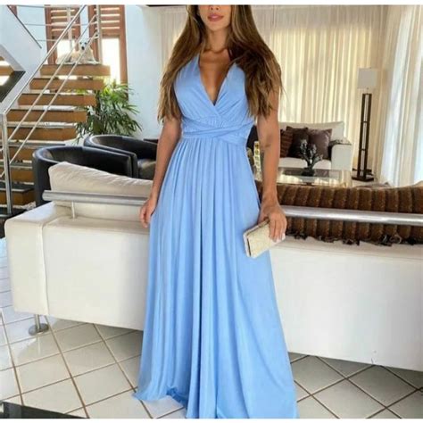 Vestido Longo Azul Serenity Vestido Para Festas E Madrinhas Shopee