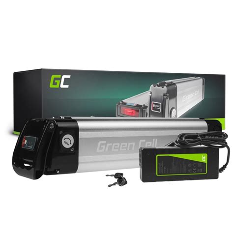 Green Cell E Bike Battery 36V 10 4Ah Li Ion Silverfish With Charger