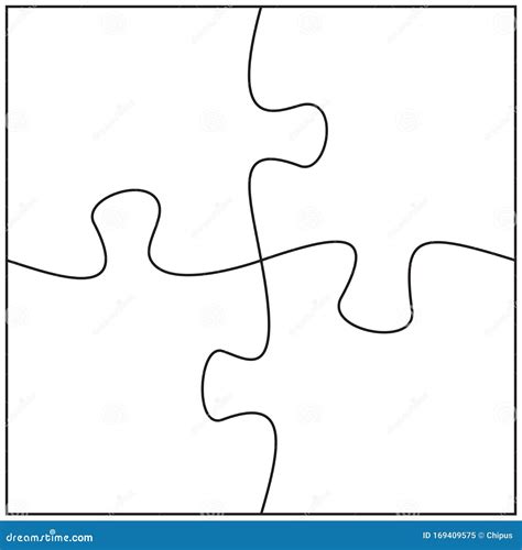 Four Jigsaw Pieces Template. 4 Puzzle Pieces Connected Together Stock ...