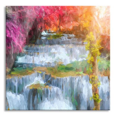 Union Rustic Glasbild Regenwald Wasserfall Wayfair De