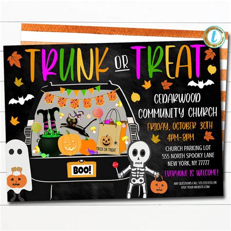 Editable Trunk Or Treat Invitation Printable Halloween Etsy