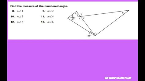 Find The Measure Of Each Numbered Angle Triangles YouTube