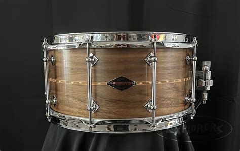 Craviotto Custom Shop Snare Drum Walnut With Cherry Inlay Reverb