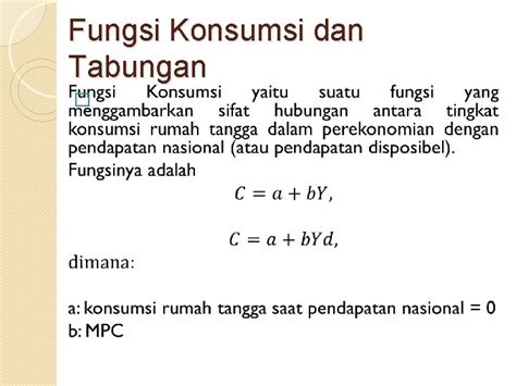 Analisis Pendapatan Nasional Dalam Perekonomian Dua Sektor Consumptio