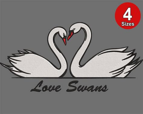 Swans Love Machine Embroidery Design Swan Couple Embroidery Pattern