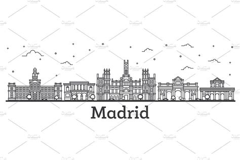 Outline Madrid Spain City Skyline City Skyline City Skyline