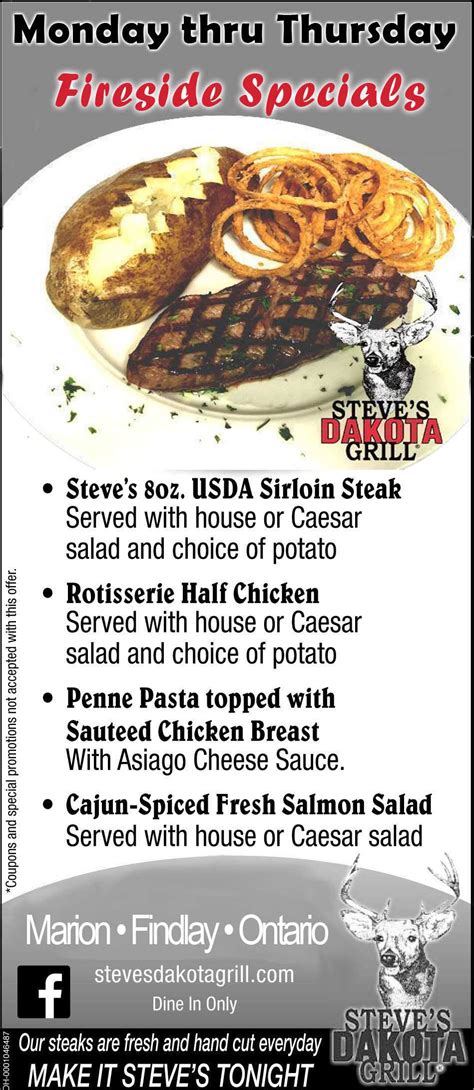 Current Specials - Steve's Dakota Grill - Steaks & Seafood Restaurant ...