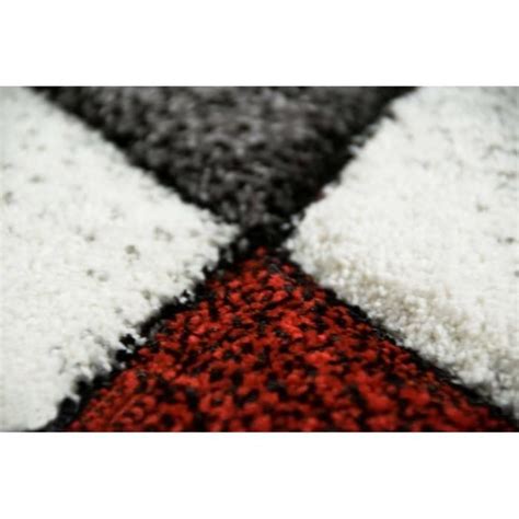 Modern Tapis Poil Ras Tapis de salon résumé Karo Noir Gris Blanc Rouge