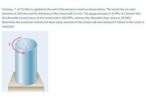 Solved A Torque T Of 15 KNm Is Applied To The End Of The Chegg