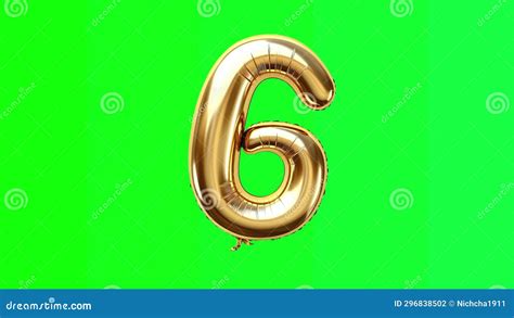 Gold Balloon Number 6 ,Green Screen, Animation, Motion Loop, Video ...