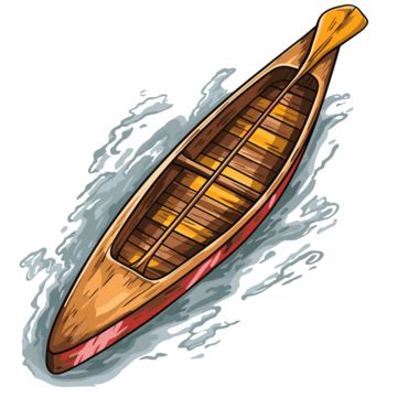 Oar Sticker Clipart Cartoon Cartoon Canoe Vector Illustration