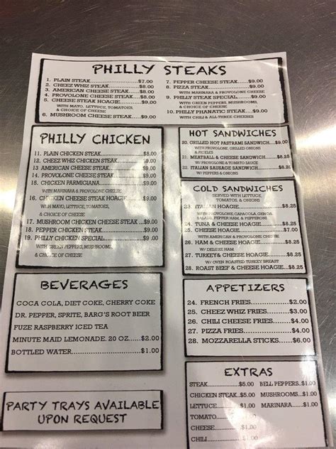 Menu At Straight From Philly Steakout Restaurant Henderson 1659 W