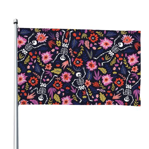 Kll Dancing Skeletons Floral Garden Flag X Ft Parade Party Flag