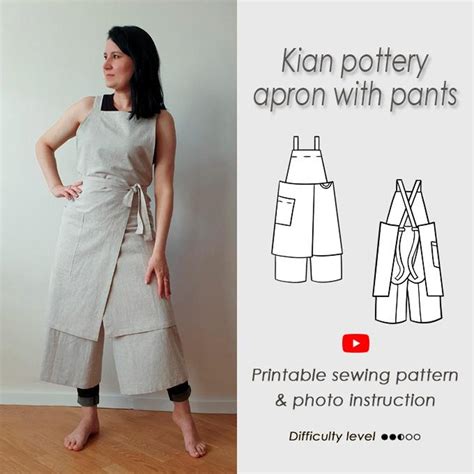 Pottery Apron With Pants Sewing Pattern Potter S Split Leg Cross Back