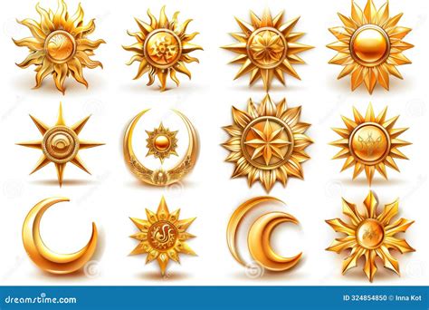 3d Sun Moon And Star Png Elements Set On White Background For Graphic