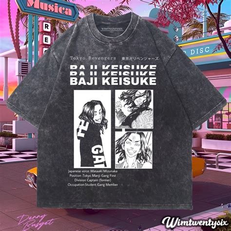 Jual Kaos Anime Tokyo Revengers Baji Keisuke Washing Vintage Tee