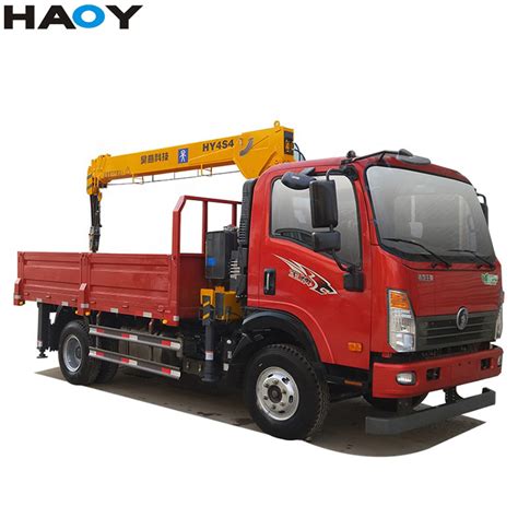 4 Ton Straight Boom Truck Mounted Crane Lifting Telescopic Boom Truck