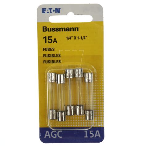 Eaton Bussman Bp Agc 15 Rp Fast Acting Glass Fuse 5 Pack 15 Amps 250vac