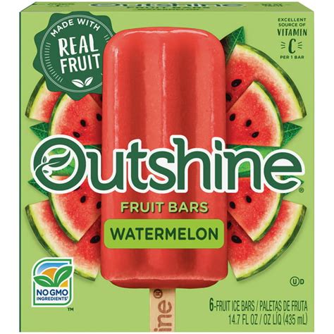 Outshine Watermelon Frozen Fruit Bars 6 Ct Box Gluten Free Non