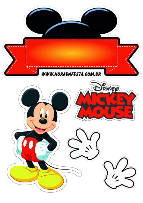 Topo de bolo para imprimir Mickey Mouse decoração de festa de