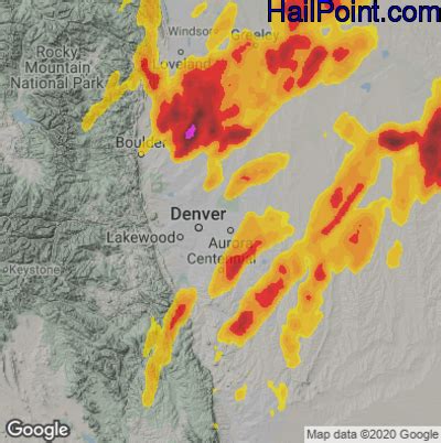 Hail Map For Denver CO Region On May 10 2023