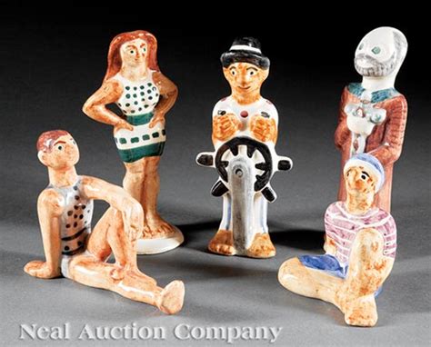 Lot Five Shearwater Pottery Figures