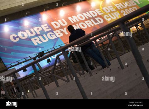 Colourful Sign At Entrance Of Stade De France Rugby Stadium Paris