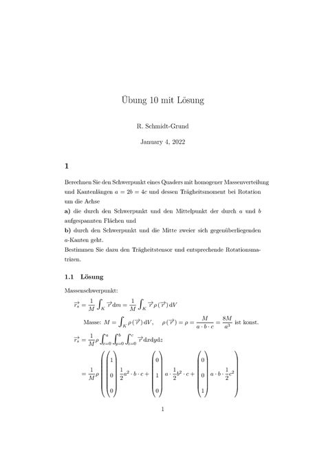 Uebung 10 mit Loesung Wintersemester Übung 10 mit Lösung R Schmidt