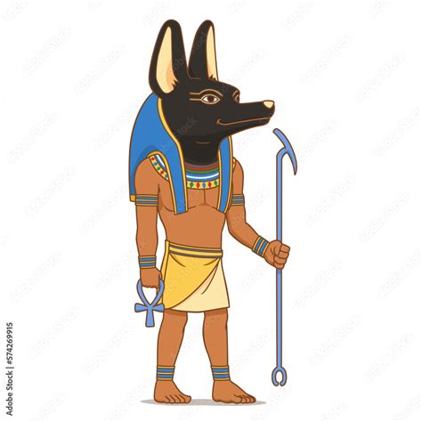 Cartoon Character Of Anubis The God Of Funerary Rites Of Egypt Stock