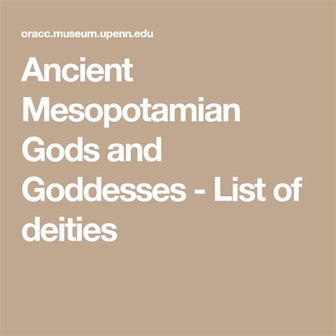 Ancient Mesopotamian Gods and Goddesses - List of deities | List of ...