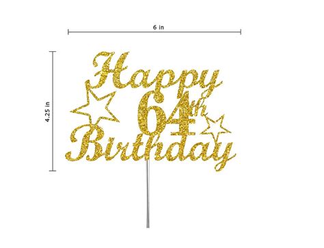 64th Birthday Cake Toppers Double Side Glitter Adult Party Etsy