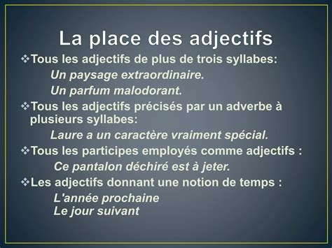 La Place Des Adjectifs PPT