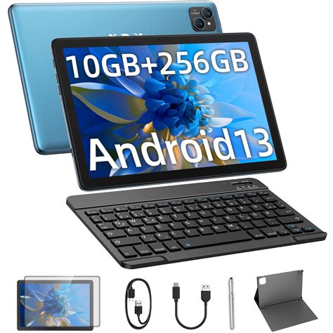 Android Tablet with Keyboard,10GB+256GB Cheap Tablet 10 inch,7000mAh,Android 13 Google Tablet