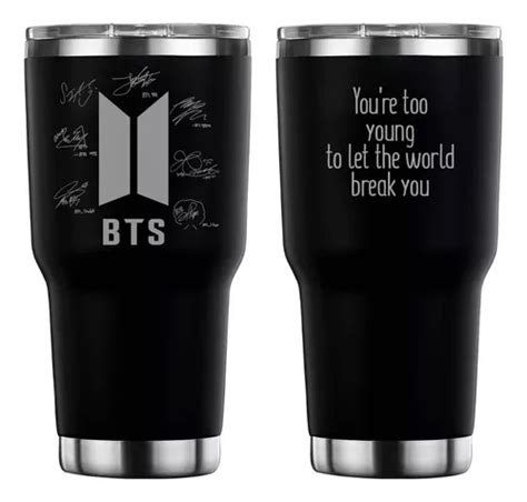 Bts Termo 30 Onzas Oz Vaso Térmico Grabado Láser Negro Meses sin interés