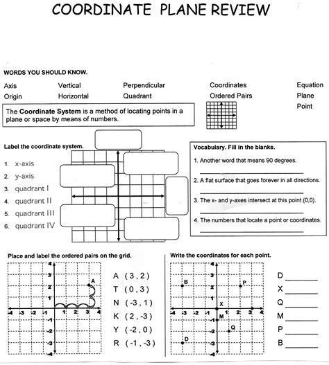 Plotting Points On A Coordinate Plane Worksheets