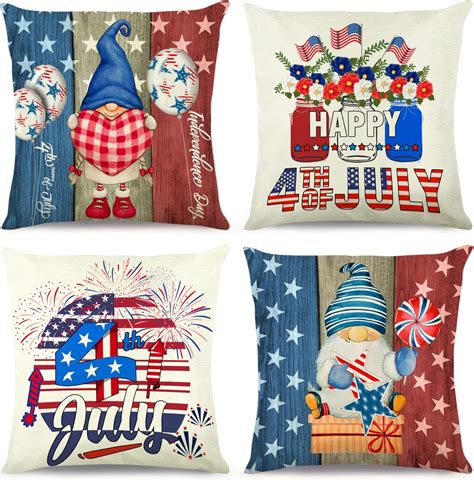 Amazon Juirnost Happy 4th Of July Pillow Covers 18x18 Set Of 4