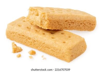 Two Butter Shortbread Finger Biscuits Isolated Stock Photo 2216707039