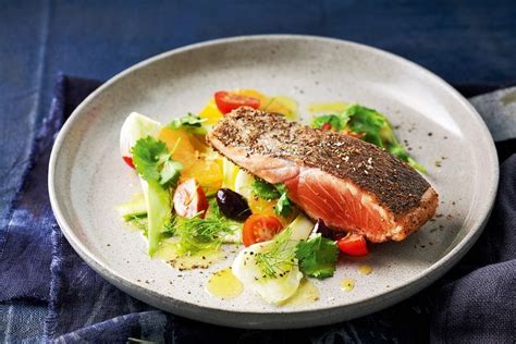 Spice Crusted Salmon With Fennel And Orange Salad Recipes Delicious