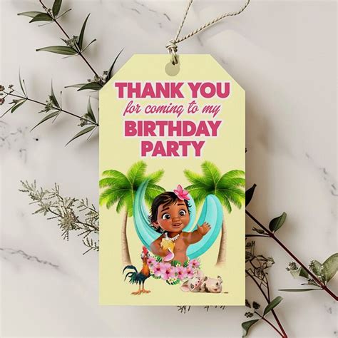 Printable Baby Moana Thank You Tags Moana Favor Tags Moana Party