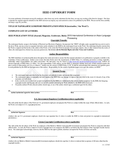 Fillable Online Ieee Copyright And Consent Form Fill Online