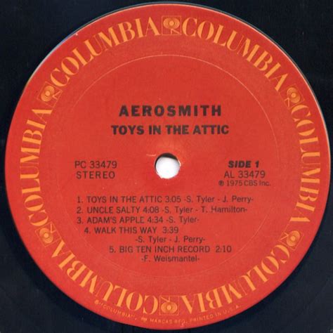 Vinyl LP Label Scans: Aerosmith - Toys in the Attic