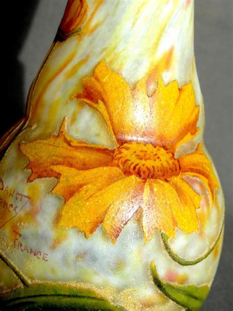 Proantic Pretty Vase With Arnica Decor By Daum Engraved Perfec