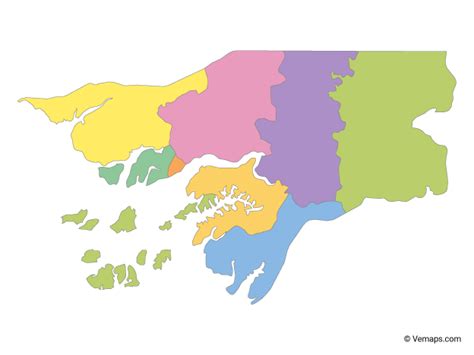 Multicolor Map Of Guinea Bissau With Regions Artofit