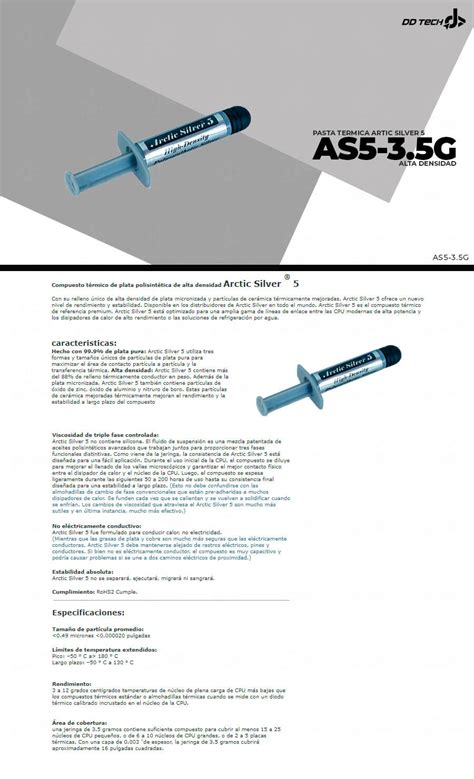 Pasta Termica Artic Silver 5 de Alta Densidad Plata Polisintética AS5