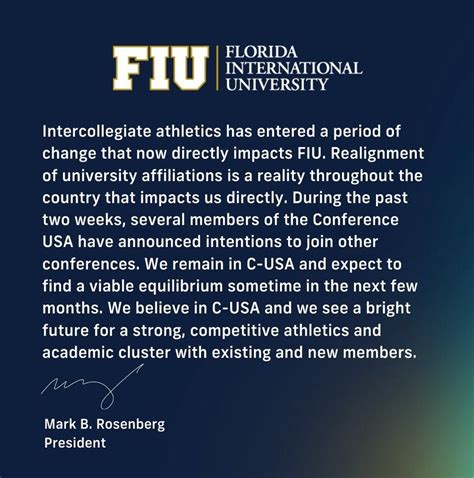 Fiu President Mark B Rosenberg Releases Statement On Conference