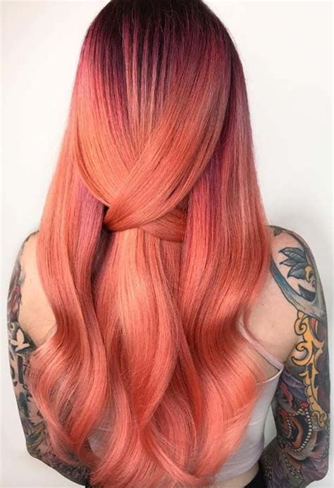 67 Pretty Peach Hair Color Ideas To Embrace Peach Hair Colors Peach Hair Magenta Hair Colors