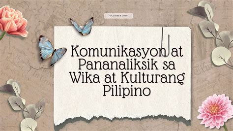 Komunikasyon At Pananaliksik Sa Wika At Kulturang Pilipino